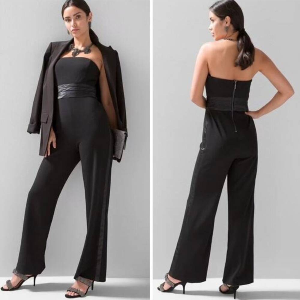 White House Black Market Black Tuxcedo Jumpsuit